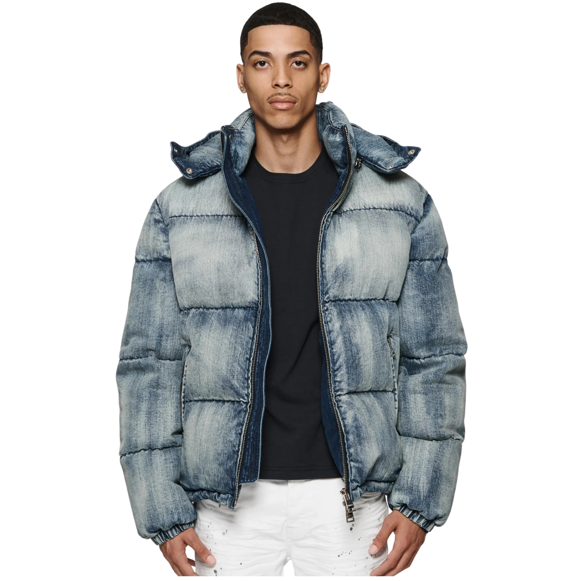 Purple Jacket Denim Puffer Mid Indigo-AL Capone Premium