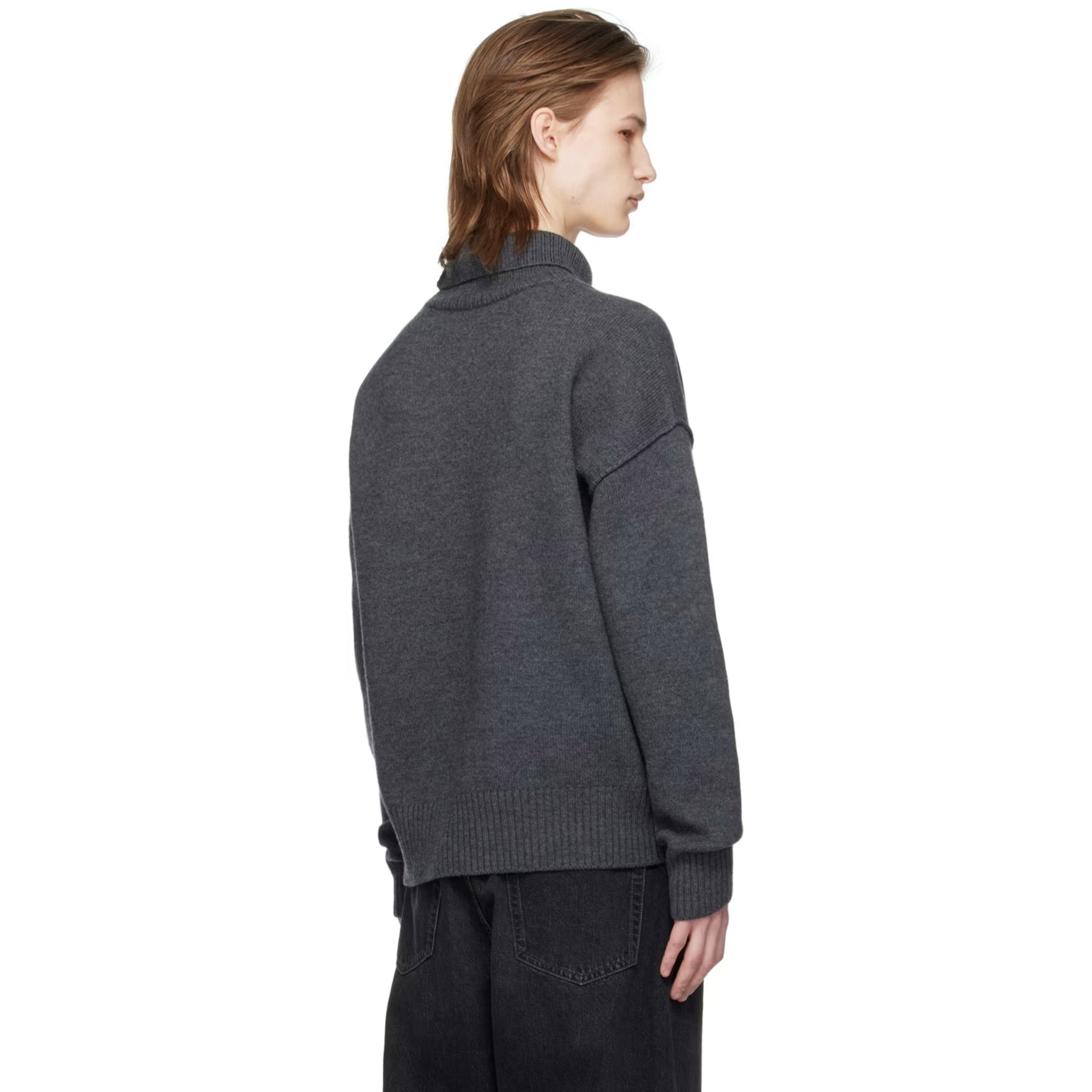 Ami Turtleneck De Coeur Logo Dark Grey-AL Capone Premium