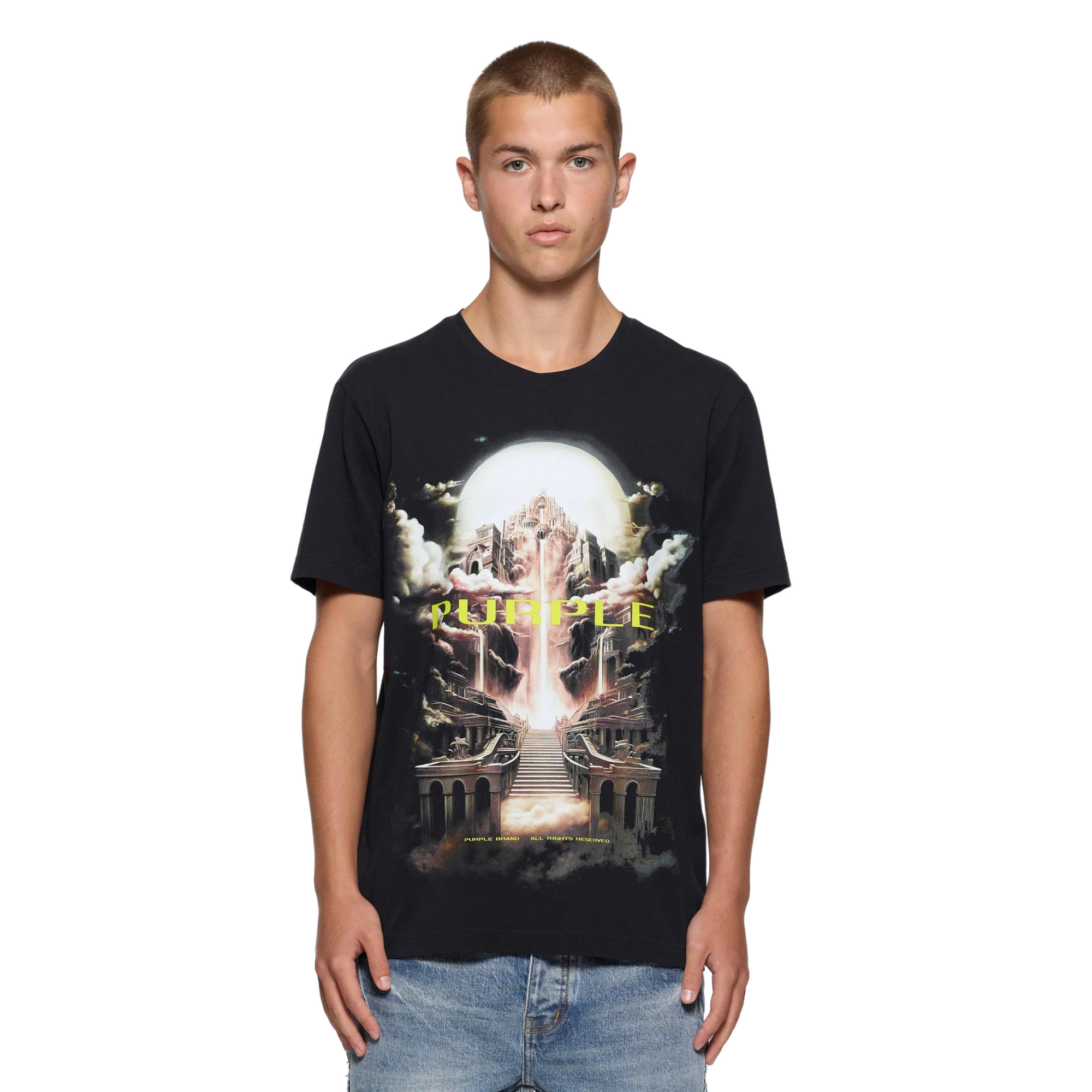 Purple T-Shirt Graphic Print Logo Black-AL Capone Premium