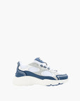 Cleens Sneakers C20 Navy Border Lace Up White/Light Grey