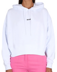 Msgm Hoodie Felpa Small Logo White