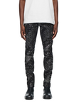 Purple Jeans Allover Print Logo Black