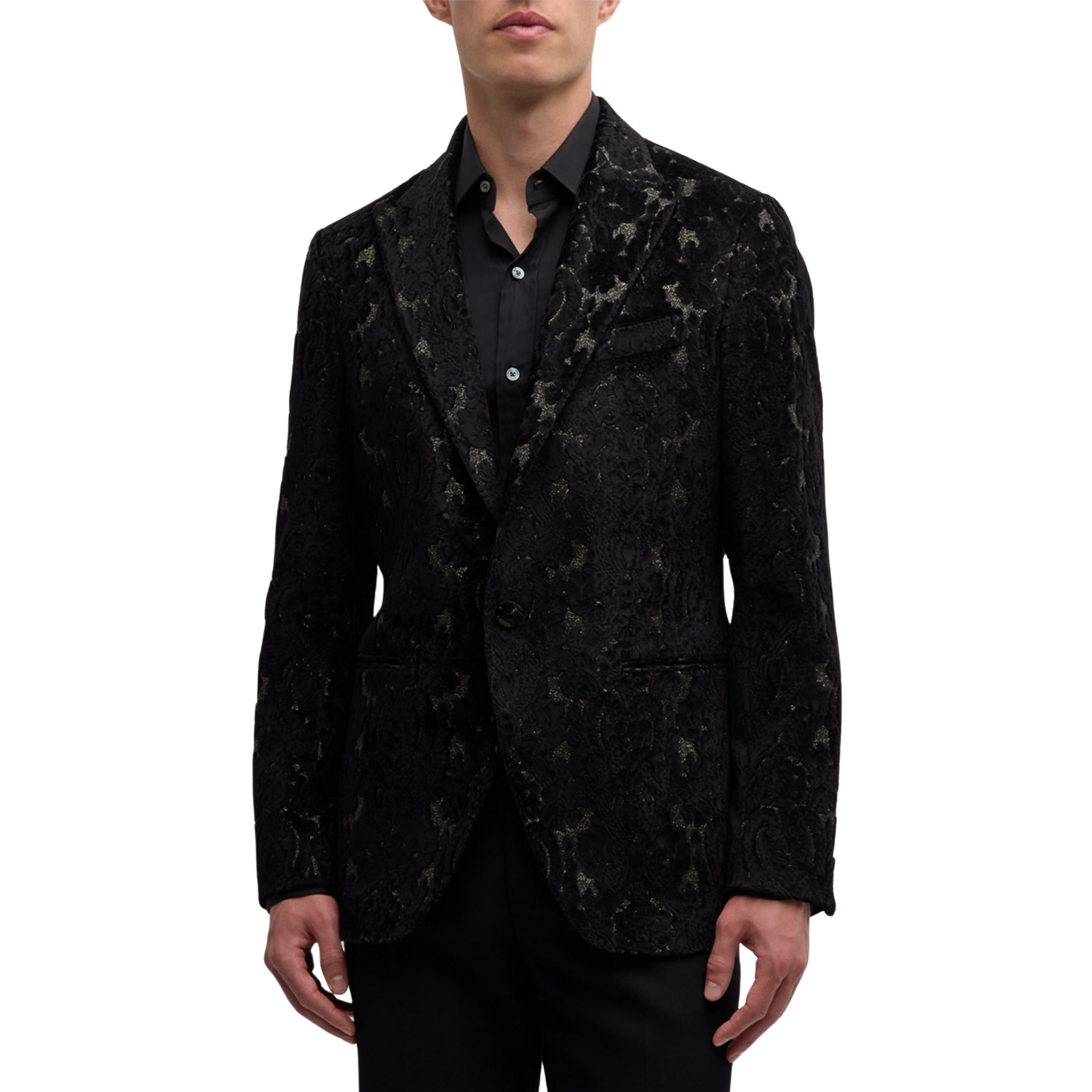 Retro Jacket Evening Allover Pailsey Print Black-AL Capone Premium
