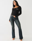 True Religion Scoop Neck Ls Henley Rib Top Jet Black-AL Capone Premium