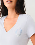 True Religion Hs Ombre Crystals V Neck Tee Zen Blue