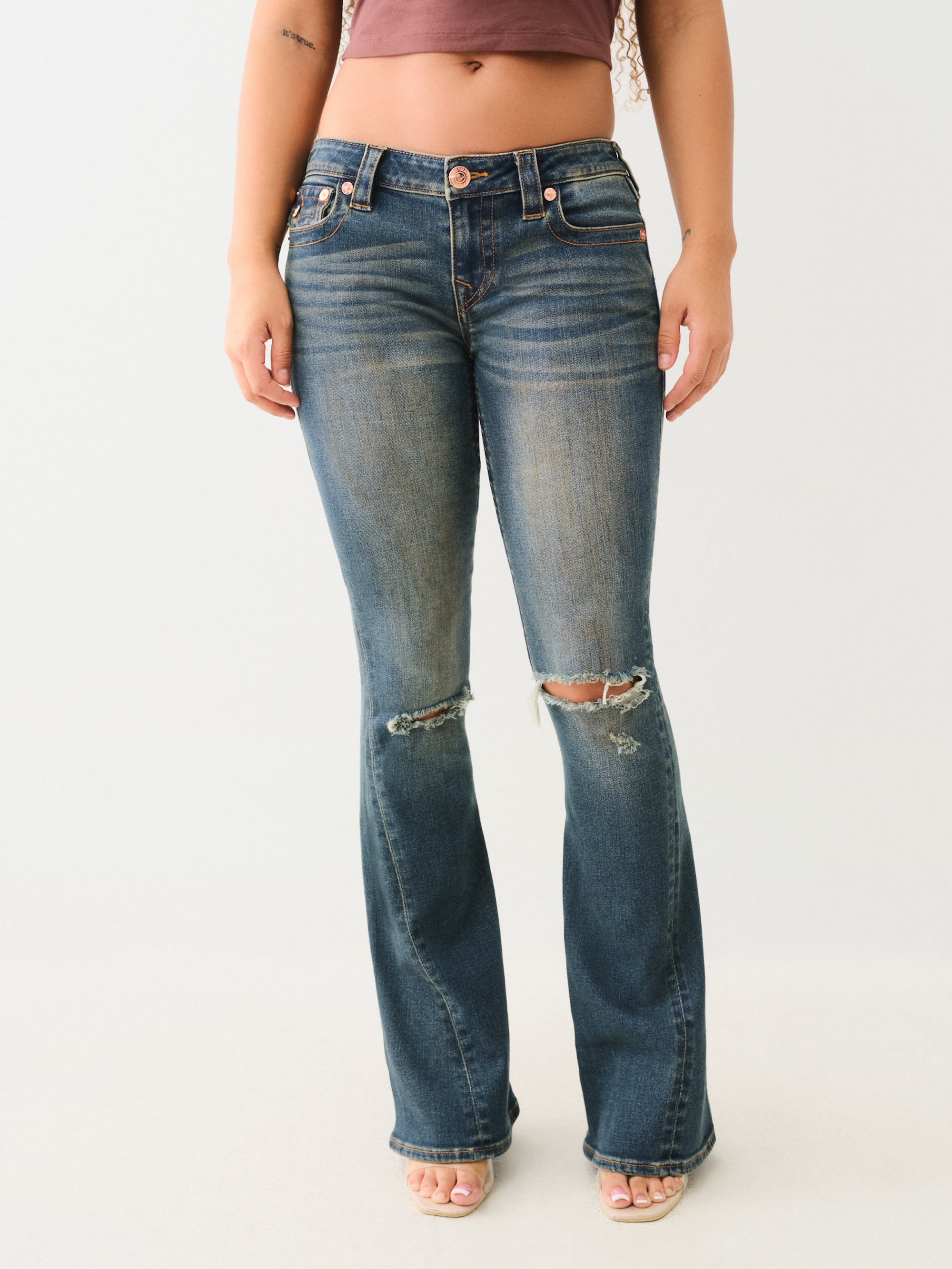 True Religion Joey Low Rise Flare Flap Amestoy W/ Destroy – AL