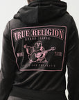 True Religion Velour Lurex Big T Zip Hoodie Jet Black
