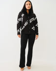 True Religion Fur Collar Aop Sweater Jet Black