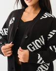 True Religion Fur Collar Aop Sweater Jet Black
