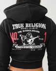 True Religion Shrunken Zip Up Hoodie Big T Black