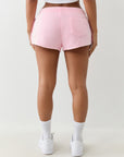 True Religion Big T Dolphin Hem Shorts Candy Pink