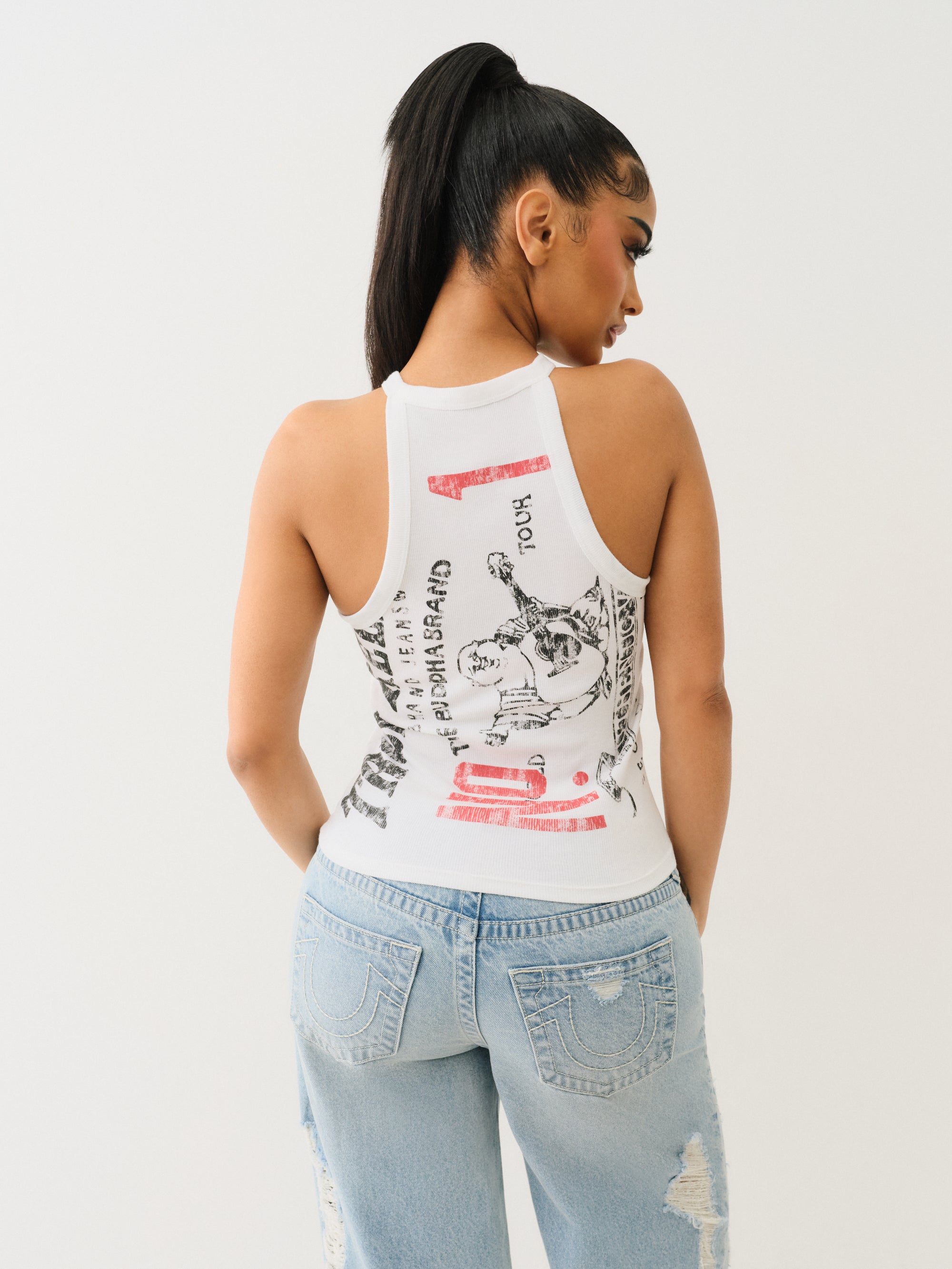 True Religion Og Srs Halter Tank Optic White-AL Capone Premium