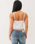 True Religion Hs Crystl Embroidery Lace Tank Optic White