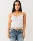 True Religion Hs Crystl Embroidery Lace Tank Optic White