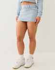 True Religion Wash Raw Edge Big T Mini Skirt Pacific Coast