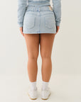 True Religion Wash Raw Edge Big T Mini Skirt Pacific Coast