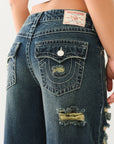 True Religion Jessie Super Baggy Jean Flap Moon Daisy W Destroy
