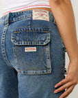 True Religion Bobbi Baggy Cargo Capris Easy Hazel W Destroy