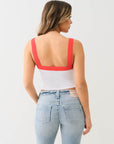 True Religion Embroidered Contrast Rib Tank White-Red