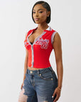 True Religion Sporty Terry Polo Top Flame Scarlet