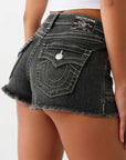 True Religion Button Up Mr Shorts Flap Lagoon Mist