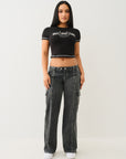 True Religion Lr Relaxed Baggy Cargo Big T Black