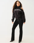 True Religion Turtle Neck Cold Shoulder Swtr Jet Black