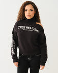 True Religion Turtle Neck Cold Shoulder Swtr Jet Black
