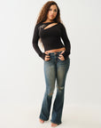 True Religion Crystal Cutout Sweater Top Jet Black