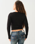 True Religion Crystal Cutout Sweater Top Jet Black