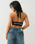 True Religion Hs Bandeau Halter Crop Top Jet Black