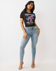 True Religion Crystal Leopard Baby Tee Jet Black