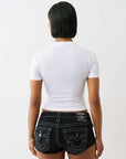 True Religion Crystal Leopard Baby Tee Optic White
