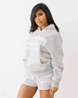 True Religion Patched Boyfriend Hoodie Heather Grey