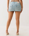 True Religion Sadie Mini Skirt Flap Misty Ocean