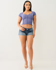 True Religion Tr V Notch Seamless Top Grey Blue