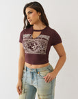 True Religion T-Shirt Crystal Buddha Keyhole Ss Bby T Fudge