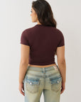True Religion T-Shirt Crystal Buddha Keyhole Ss Bby T Fudge