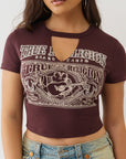 True Religion T-Shirt Crystal Buddha Keyhole Ss Bby T Fudge