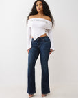 True Religion T-Shirt Printed Crystal Asym Off Shoulder Optic White