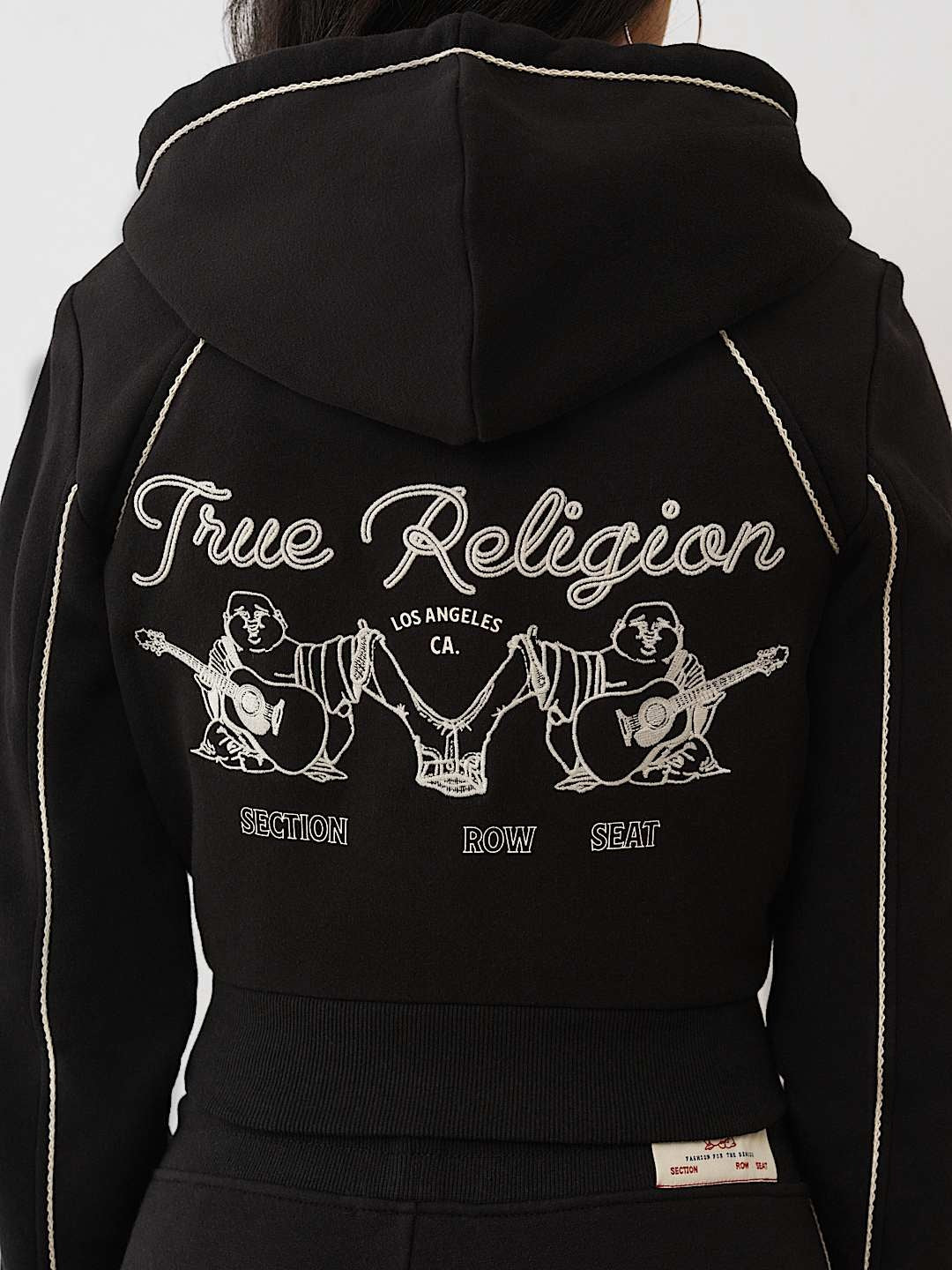 True Religion Hoodie Rope Stitch Shrunken Black - AL Capone Premium