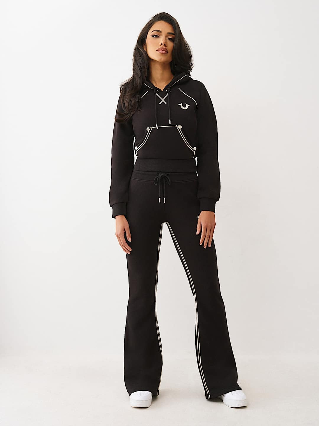 True Religion Hoodie Rope Stitch Shrunken Black - AL Capone Premium