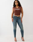 True Religion Crystal V Notch Side Ruch Top Rocky Road