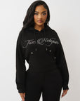 True Religion Crystal Cropped Relaxed Hoodie Jet Black