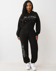 True Religion Crystal Cropped Relaxed Hoodie Jet Black