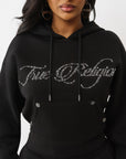 True Religion Crystal Cropped Relaxed Hoodie Jet Black
