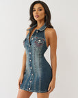 True Religion Denim Dress Halter Super T Twilight Spark