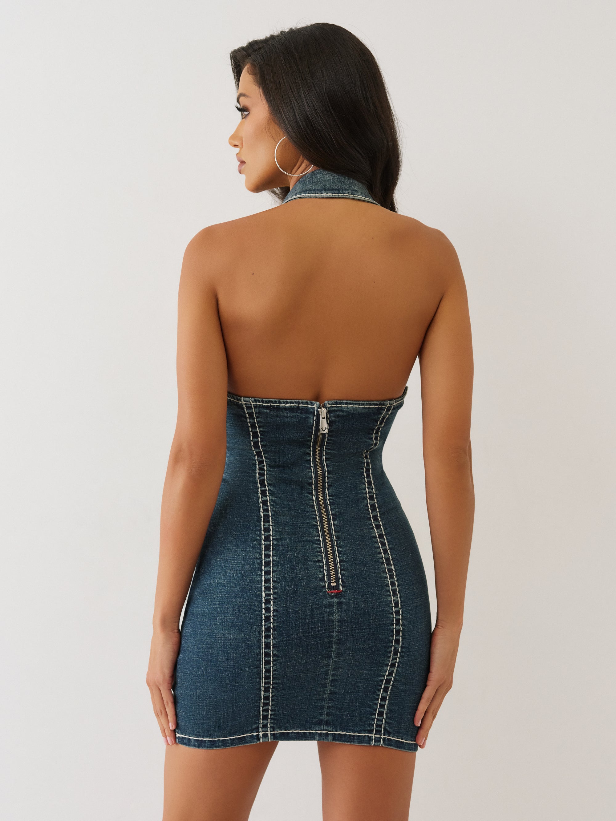 True Religion Denim Dress Halter Super T Twilight Spark