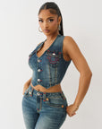 True Religion Denim Vest Super T Twilight Spark
