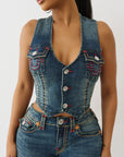 True Religion Denim Vest Super T Twilight Spark